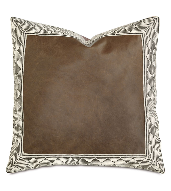 ��÷�� 20X20 CARMEL FAUX LEATHER DECORATIVE PILLOW