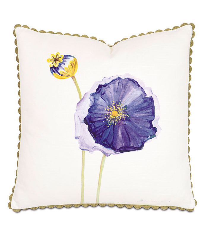 ���� 20X20 PURPLE POPPY HAND-PAINTED