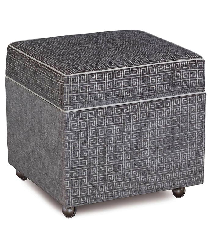 ~ 19X19X20 MURANO TAUPE STORAGE BOXED OTTOMAN