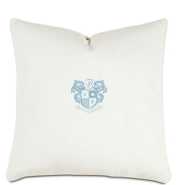 ؐR 20X20 BREEZE SHELL/SKY MONOGRAM PILLOW
