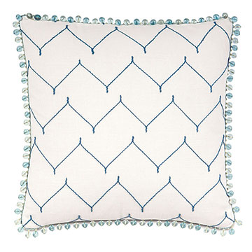 Wƥ 18X18 ZOLAH INDIGO W/BEADED TRIM