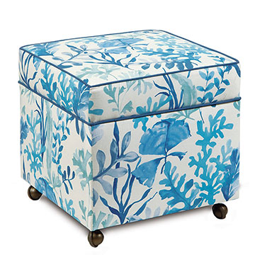 Wƥ 19X19X20 OLYMPIA AZURE STORAGE BOXED OTTOMAN