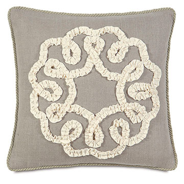 ɯؐ 18X18 BREEZE LINEN W/RUFFLED RIBBON